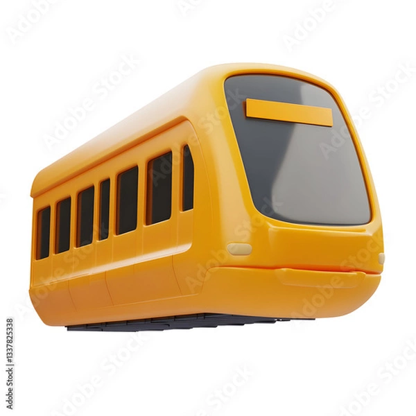 Fototapeta Stylized 3D render of a single train car on tracks against 