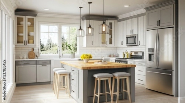 Fototapeta Modern farmhouse kitchen design