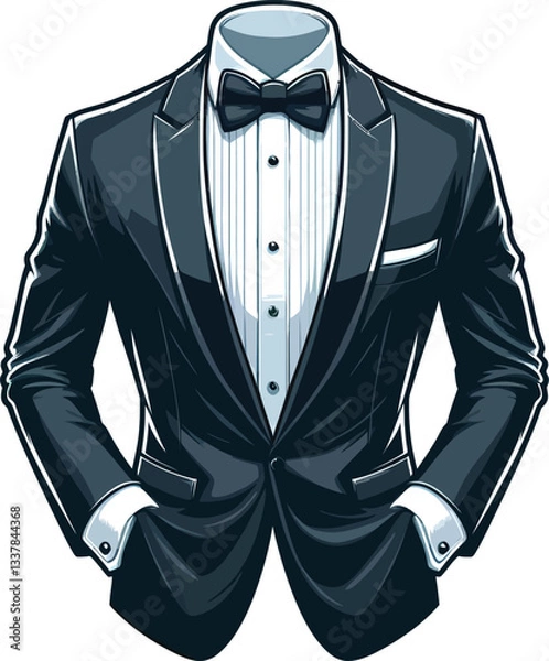 Fototapeta Color Tuxedo suit fashion illustration technical drawing template.