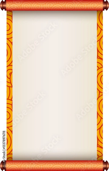 Obraz Chinese Traditional Scroll, Elegant Oriental Banner with Classic Patterns, suitable for various Oriental and Chinese-style designs, as well as festivals and celebrations.