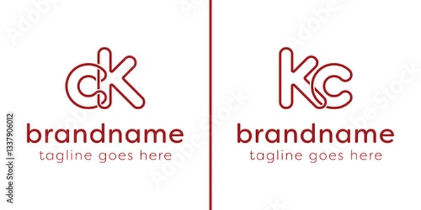 Fototapeta Letters CK and KC Monogram Line Logo, suitable for any business