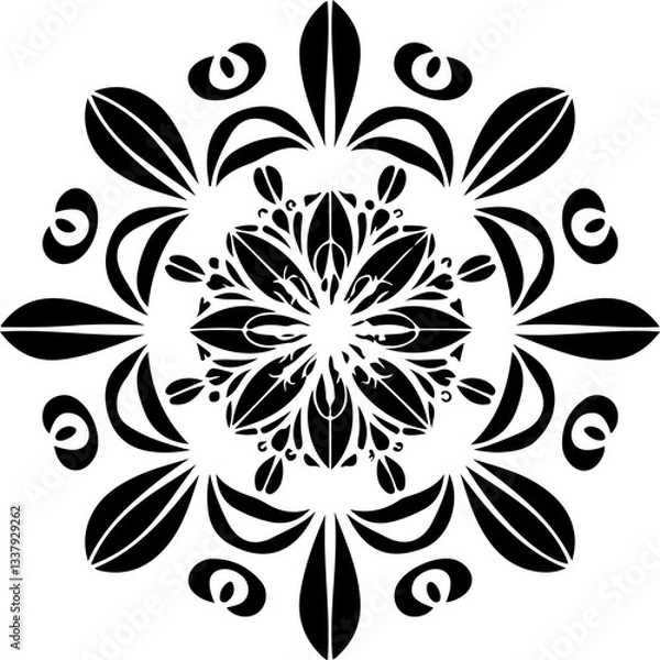 Fototapeta Mandala Stencil Vector Design, Intricate Mandala Stencil Art, Circular Mandala Stencil Vector, Decorative Mandala Template Design, Floral Mandala Stencil Vector, Traditional Mandala Vector Art, Abstra