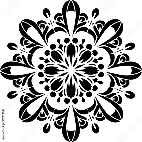 Fototapeta Mandala Stencil Vector Design, Intricate Mandala Stencil Art, Circular Mandala Stencil Vector, Decorative Mandala Template Design, Floral Mandala Stencil Vector, Traditional Mandala Vector Art, Abstra