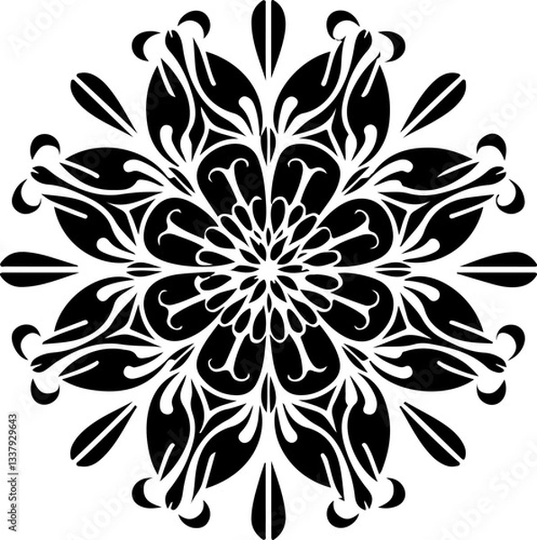 Fototapeta Mandala Stencil Vector Design, Intricate Mandala Stencil Art, Circular Mandala Stencil Vector, Decorative Mandala Template Design, Floral Mandala Stencil Vector, Traditional Mandala Vector Art, Abstra