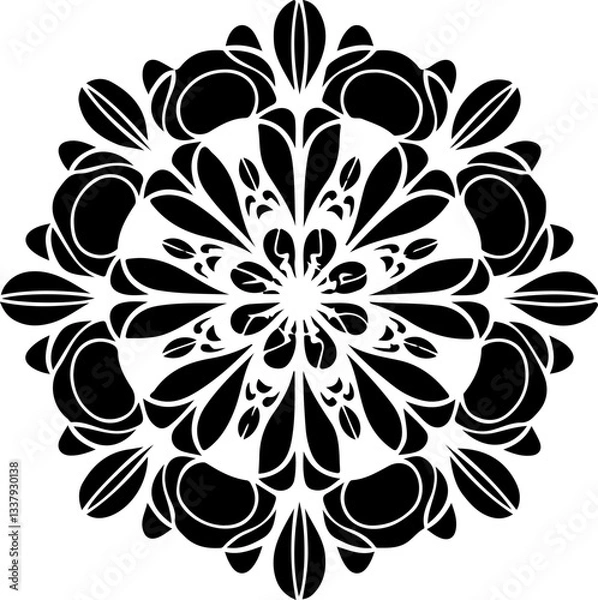 Fototapeta Mandala Stencil Vector Design, Intricate Mandala Stencil Art, Circular Mandala Stencil Vector, Decorative Mandala Template Design, Floral Mandala Stencil Vector, Traditional Mandala Vector Art, Abstra