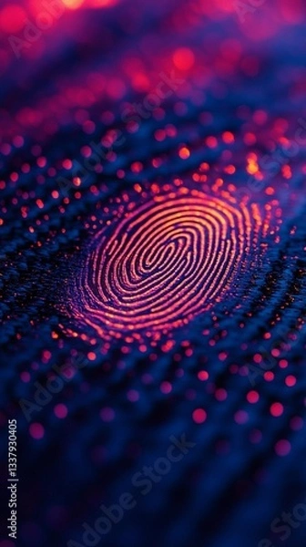 Fototapeta Detailed fingerprint scan with intricate ridge patterns, symbolizing personal identification, biometric security, and forensic investigations for cyber and law enforcement applications