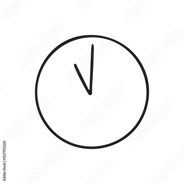 Fototapeta シンプルな手描きの時計　十一時のモノクロ単品イラスト