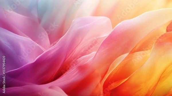 Fototapeta Abstract Flowing Fabric with Light and Airy Pastel Color Gradient