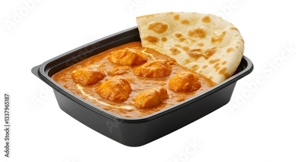 Obraz Chicken Tikka Masala with Naan in a Takeout Container Meal