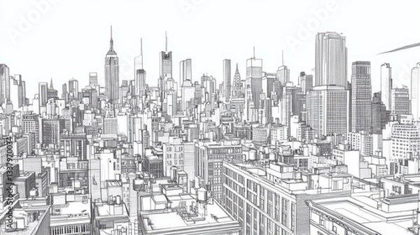 Fototapeta Architectural Sketch of a Modern City Skyline