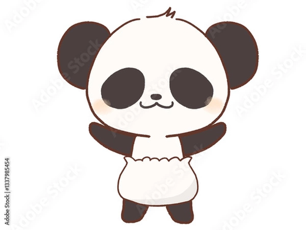 Obraz おむつをしたパンダのイラスト