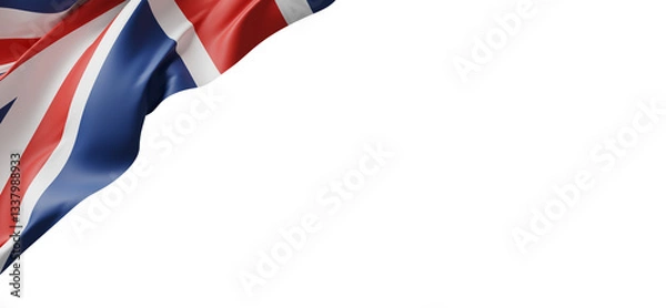 Fototapeta United kingdom or england flag on white background with copy space 3D render