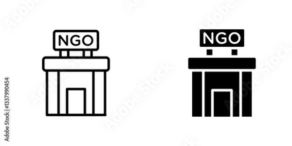 Fototapeta NGO Building flat Icons in line outline and flat solid style on white background
