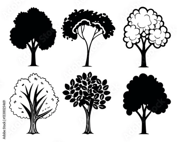 Fototapeta tree silhouettes on white background. Vector illustration.