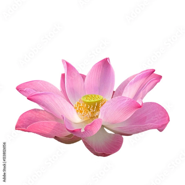 Obraz Lotus flower with green leaves isolated on white background., Water Lily