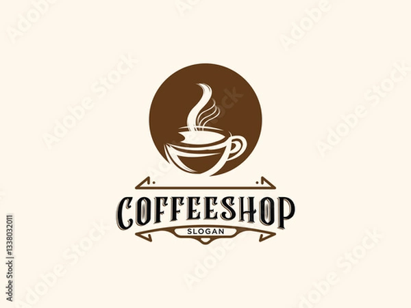 Fototapeta Coffee shop logo design vector template