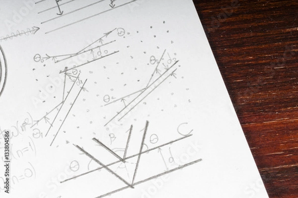 Fototapeta Charts , diagrams and equations in quantum and nuclear physics