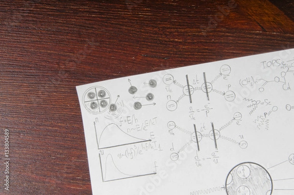Fototapeta Charts , diagrams and equations in quantum and nuclear physics