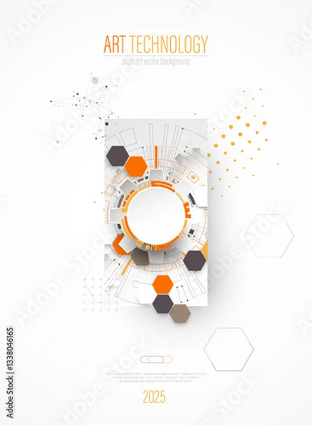 Fototapeta Modern technology design for posters. Page layout. Futuristic ART background. Scientific cover template for presentations.