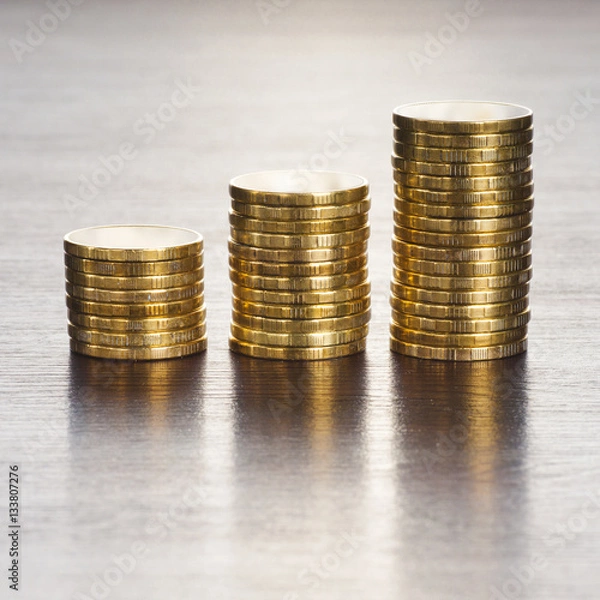 Obraz three rows of gold stack coins