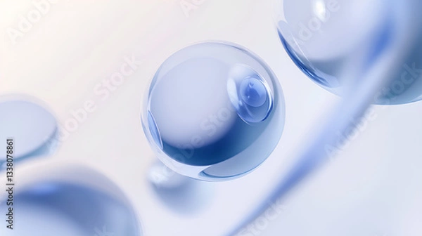 Obraz Floating Transparent Bubbles on Soft Abstract Blue Background