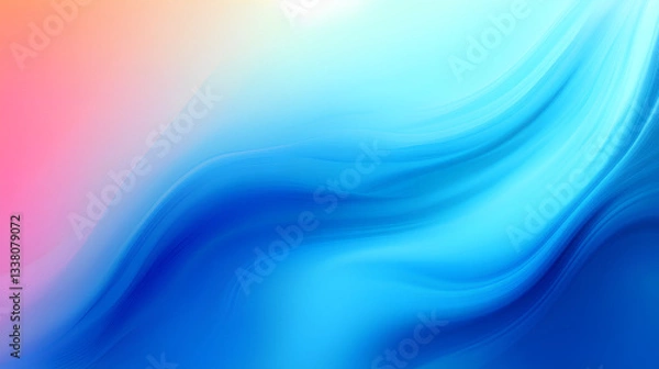 Obraz Smooth Gradient Background with Soft Blue and Pink Fluid Waves