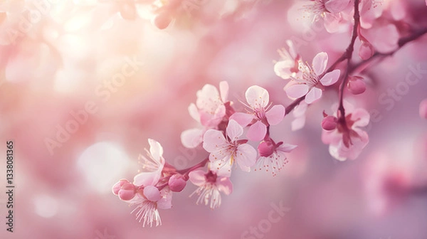 Obraz Soft Pink Cherry Blossoms – Dreamy Spring Bloom Background