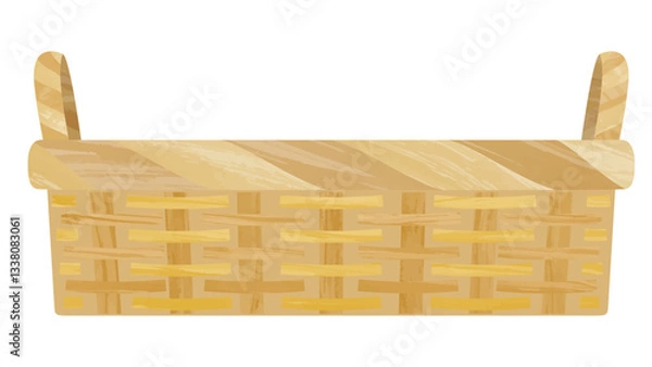 Obraz 水彩風の横向きバスケットかごのイラスト素材