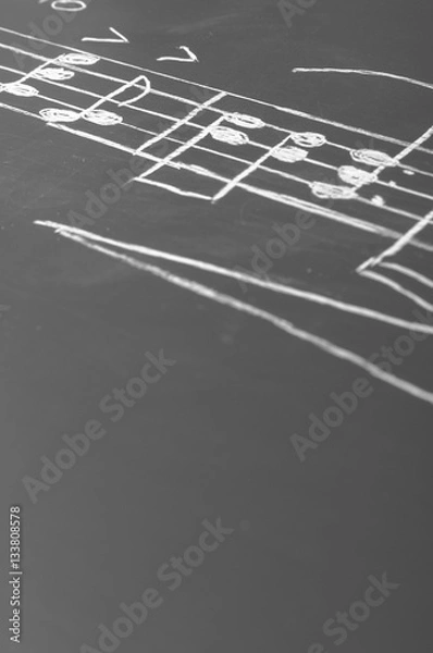 Obraz Musical notes on a blackboard