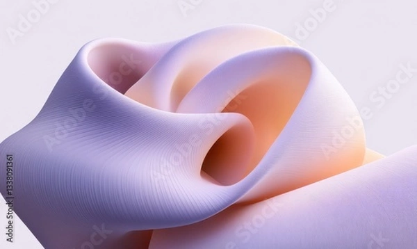 Obraz Abstract pastel swirl, flowing shape, 3D render, design element
