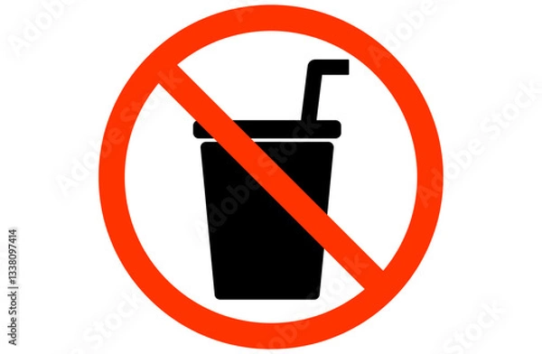 Fototapeta 飲み物禁止マークのシンプルなイラストアイコン