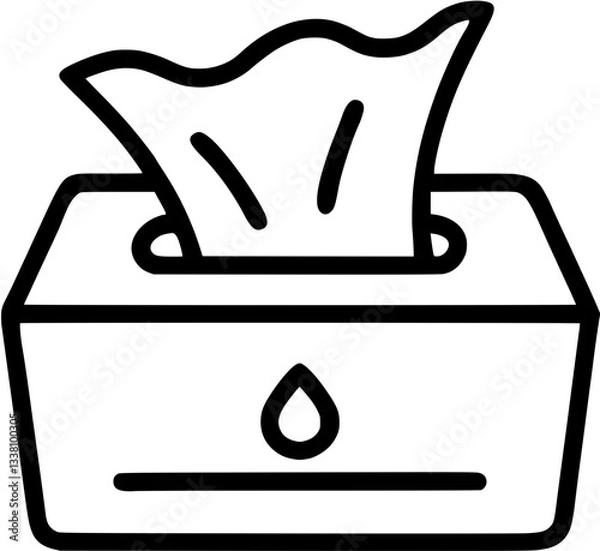 Obraz Wet wipes box in outline icon style, Bathroom Accessories theme.