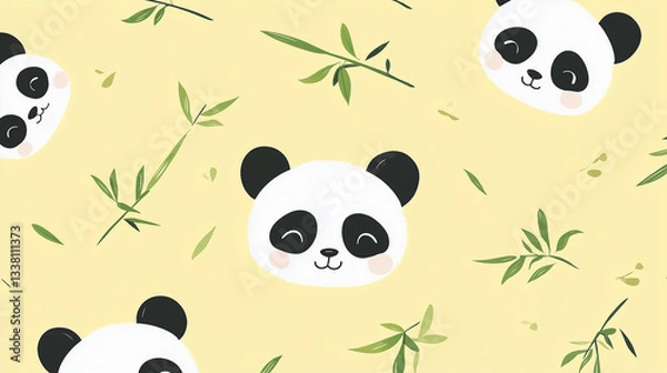 Obraz Cute panda with bamboo