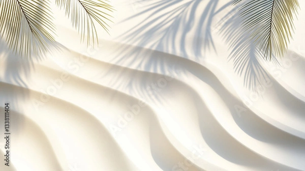 Obraz palm tree leaf and shadow with white background