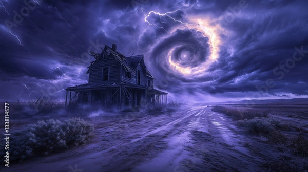 Obraz storm and tornado in night