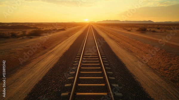 Obraz railroad tracks in the sunset