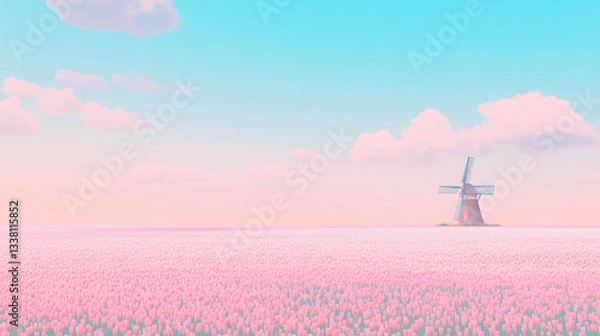 Obraz windmill in the flower field