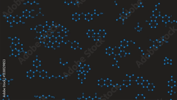 Obraz Healthcare Medical Background Design. Web Banner. Horizontal Abstract Backdrop Shapes for Medicine, Science, Chemistry Print