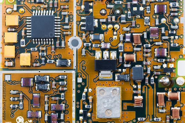 Obraz Modern RF circuit board showcasing intricate electronic components and layout