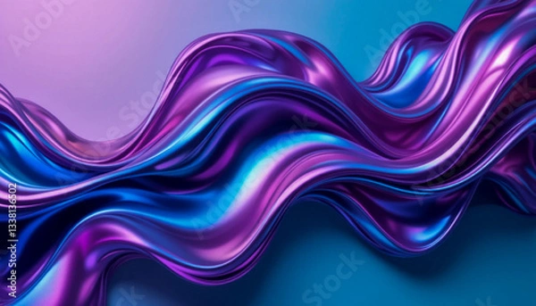 Obraz Abstract Purple and Blue Liquid Wave  Swirling Flow  3D Render  Trendy Design  Background
