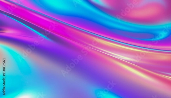 Obraz Abstract Colorful Swirls  Iridescent Pink  Purple  Blue Gradient Background
