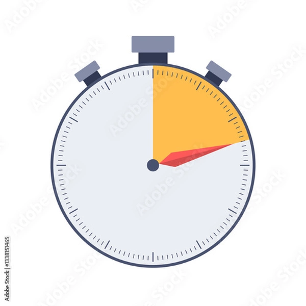Obraz Stopwatch vector color icon. Vector color illustration. Chronometer with time limit factor, deadline concept flat icon. Flat design stopwatch.