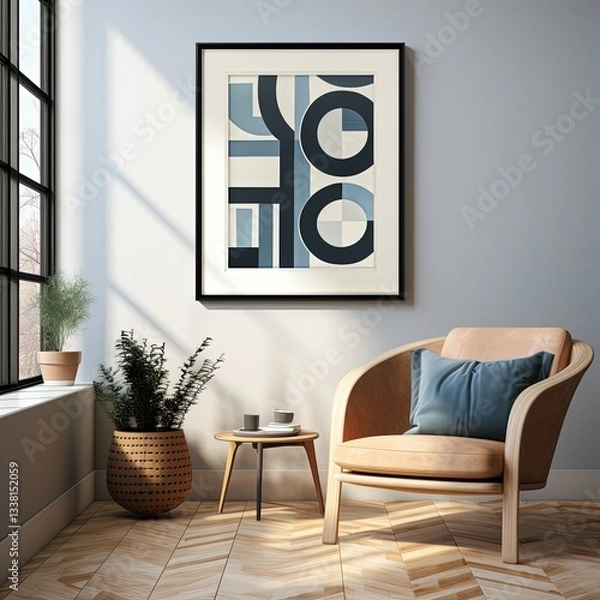 Fototapeta Elegant Geometric Artwork in Soft Indigo and Blue Tones