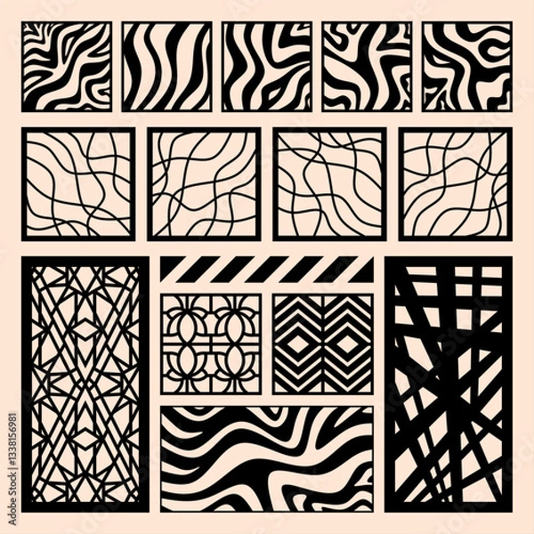 Fototapeta Intricate Black and Beige Laser Cut Panel Designs for Decorative and Architectural Masterpieces