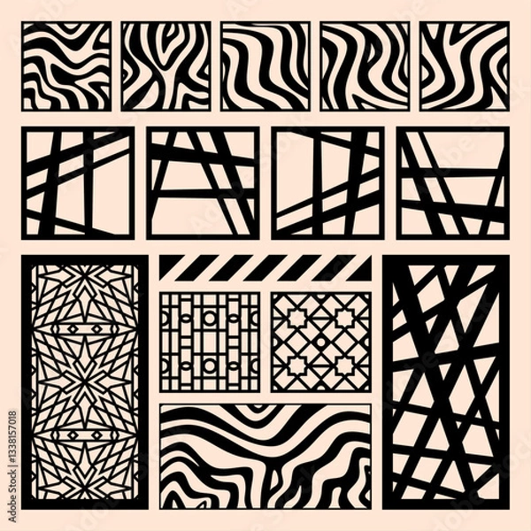 Fototapeta Mesmerizing Abstract Patterns: A Fusion of Waves, Geometric Grids, and Chaotic Lines in Art