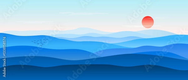 Fototapeta sunset over mountains