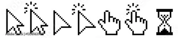 Fototapeta pixel cursor icon set vector