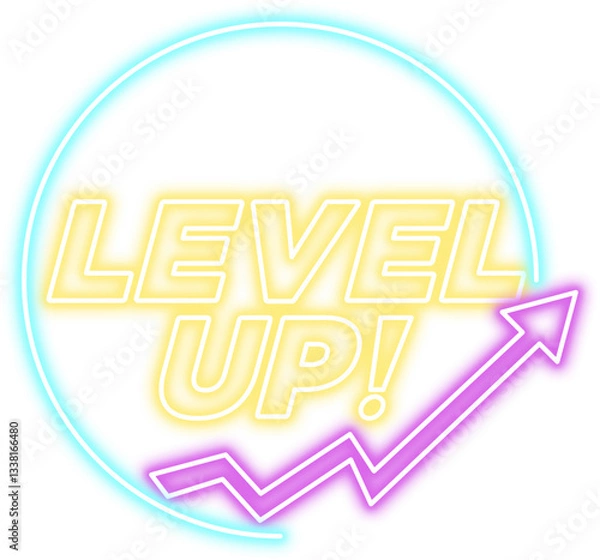 Obraz Level Up Neon Sign Icon