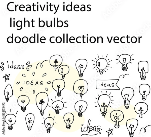 Obraz Creativity ideas light bulbs doodle collection vector 