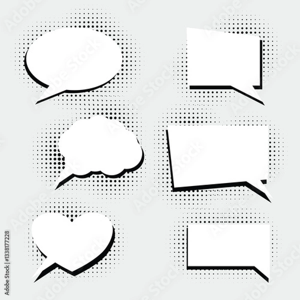 Fototapeta Speech bubbles with halftone dots